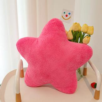 Herfair Kuschelkissen Kinder Sternkissen, Plüsch Kissen Dekokissen für Kinderzimmer,Weiche Flauschige Sternform Zierkissen,Gefülltes Stern Wurfkissen Kissen für Heimdekoration (Rosenrot,60CM)