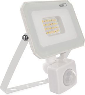 EMOS LED Strahler SIMPO 20 W mit Bewegungsmelder, superhell 2000 lm, IP44 wasserdichtes Flutlicht für Feuchtraum oder Außen, Neutralweiß 4000K, Lebensdauer 15000 St, 15 cm Anschlusskabel, weiß