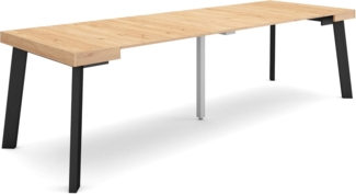 Skraut Home | Ausziehbarertisch | Multifunktionaler ausziehbarer | 260 | Für 12 Gäste | Hölzerne Beine | Moderner Stil | Eiche