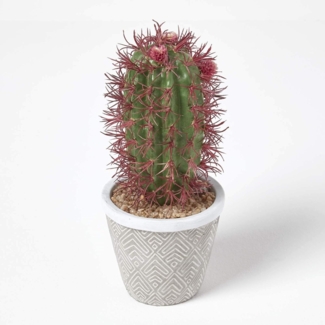 Kunstpflanze Künstlicher Kaktus Denmoza Rhodacantha in Topf aus zement, 25 cm hoch, Homescapes, Höhe 25 cm