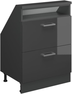 Dachschrägenschrank Rion Anthrazit Hochglanz/Anthrazit mit 2 Schubladen Vicco