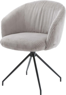 Drehstuhl Caja-Flex mit Armlehnen Cord Silbergrau Kreuzgestell konisch Schwarz 180° drehbar Taschenfederkern