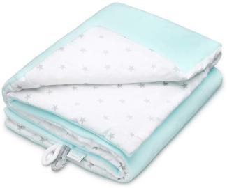 EliMeli Babydecke Kuscheldecke Krabbeldecke 75x100 super weichem Polar Fleece | 100% Baumwolle | Füllung | Super Crystal | hoch Qualität | Plüschdecke perfekt für Babys (Blue - Grey Stars II)