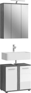 Badezimmerset Blake II - Rauchsilber / Weiß Hochglanz