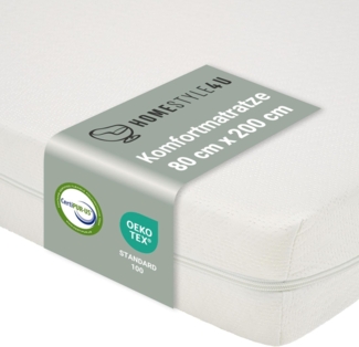 Matratze 80x200 cm Härtegrad 2 Schaumstoffmatratze H2 Schaumstoff Weiß Komfortschaummatratze Kindermatratze