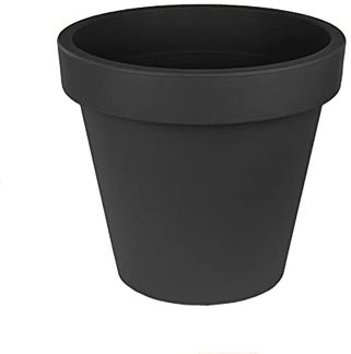 BigDean XL Blumentopf Ø 50 cm aus Kunststoff - Anthrazit - Pflanztopf Containertopf Übertopf Pflanzkübel rund - Drainage-Möglichkeit