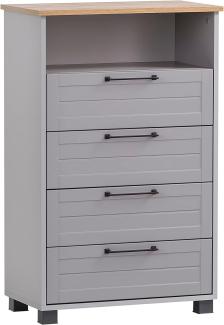 SCHILDMEYER Unterschrank Kommode Badschrank Badmöbel platingrau 62,4x102x34,1 cm