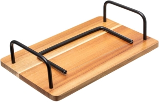 Servierbrett für Käse und Snack, Holz, schwarze Griffe
