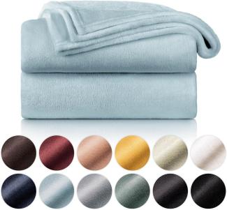 Blumtal Kuscheldecke aus Fleece - hochwertige Decke, Oeko-TEX® Zertifiziert in 220 x 240 cm, Kuscheldecke flauschig als Sofadecke, Tagesdecke oder Winterdecke, Hellblau