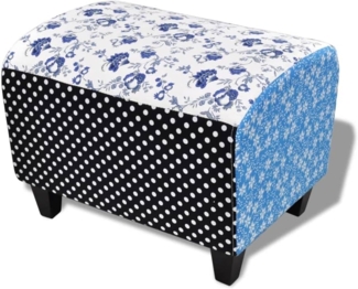 vidaXL Fußhocker Patchwork Blau & Weiß 240880