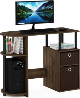 Furinno JAYA Simplistisch Computer-Schreibtisch mit Schubladen, Columbia Walnuss/Schwarz