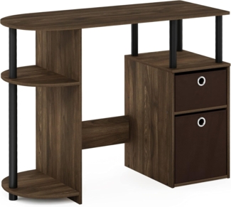 Furinno JAYA Simplistisch Computer-Schreibtisch mit Schubladen, Columbia Walnuss/Schwarz