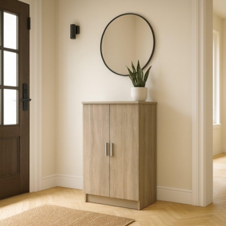 Dmora - Schuhschrank Alcudia, Platzsparendes Schuhregal, Schuhregal für den Eingangsbereich, Mehrzweckgarderobe mit 5 Regalen, 55x36h108 cm, Eiche