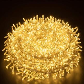 Elegear Lichterkette Außen Warmweiß 25M 1000 LEDs LED Weihnachtsbeleuchtung Strombetrieb Weihnachtsdeko 8 Modi LED Lichterkette für Innen Außen Neujahr Weihnachtsbaum Party Hotel Garten Hochzeit