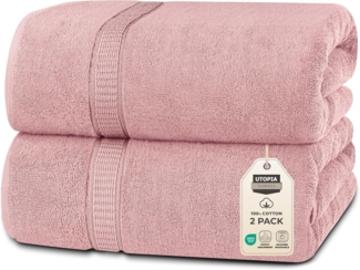Utopia Towels,Luxuriöses Jumbo-Badetuch, 2-teilig, 100% ringgesponnene Baumwolle, extra großes Badetuch – superweiches Hotel-Qualitätshandtuch (89x178 cm, Staubrosa)
