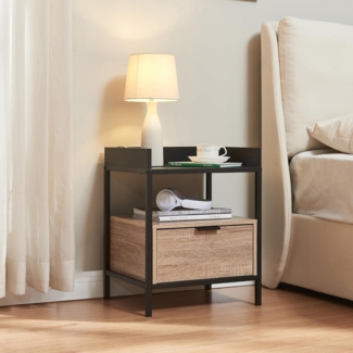 Nachttisch Belana 51x40x35 cm Schwarz/Eicheoptik [en. casa]