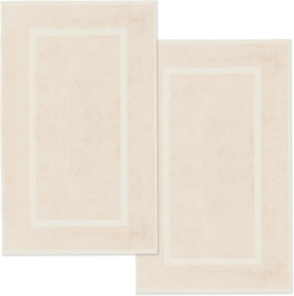 Lavea 2er Set Badematte 50x80 cm – rutschfeste, Waschbare Badematten aus 100% Baumwolle, Frottierserie Elena – Saugstark, Strapazierfähig und Zeitlos – Ideal für Badezimmer, Dusche - Creme