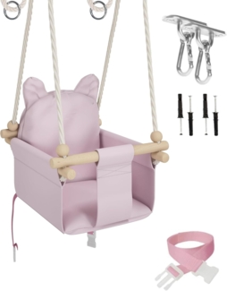 MAMOI® Babyschaukel Kinderschaukel | Babyschaukel Indoor Schaukel Indoor | Baby Schaukel Babyschaukel Holz | Schaukel Indoor Kinder | Schaukel Holz + SICHERHEITSGURT | CE | 100% ECO | Made in EU