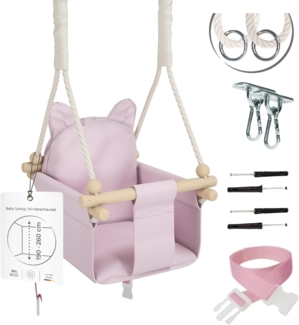 MAMOI® Babyschaukel Kinderschaukel | Babyschaukel Indoor Schaukel Indoor | Baby Schaukel Babyschaukel Holz | Schaukel Indoor Kinder | Schaukel Holz + SICHERHEITSGURT | CE | 100% ECO | Made in EU