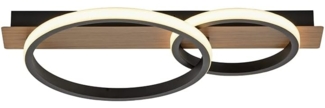SellTec LED Deckenleuchte LED Deckenleuchte Ring Holzdekor, An/Aus, 1xLED-Board/25W/3000K, warmweiß, mattschwarze Leuchtringe mit Holzoptik