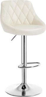 WOLTU BH23cm-1 1er Barhocker Barstuhl, leichte reinige Kunstleder, Gute gepolsterte Sitzfläche , Höhenverstellbar, 360° Drehbar, Farbwahl, in Creme