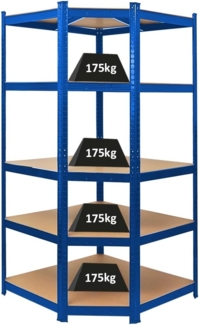 PROREGAL Eckregal Ragnar 1x: 180 x 90 x 60 cm Blau Fachlast 175kg, Kellerregal, Steckregal, Garagenregal, Lagerregal