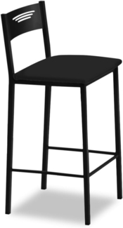 ASTIMESA - Hohe gepolsterte Küchenhocker mit Rückenlehne - Gestell schwarz und Sitzfläche aus Kunstleder - Farbe des Sitzes: Schwarz. Lieferumfang: 1 Stück - Maße: 90 cm (Gesamthöhe)