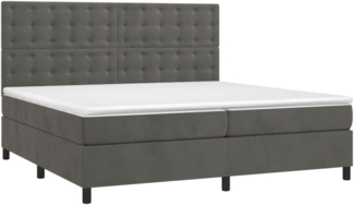 vidaXL Boxspringbett mit Matratze Dunkelgrau 200x200 cm Samt, Härtegrad: H2 [3143284]