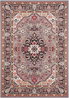 Orientalischer Kurzflor Teppich Skazar Isfahan Grau - 80x150x0,9cm