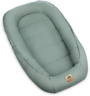 PIMKO Babynest Babynestchen für Baby Kuschelnest 2-seitig Babykokon für Säuglinge und Neugeborene Babynestchen 100% Baumwolle Nestchen geeignet für Zuhause 55x90 cm (Pistacio mit Klappe)