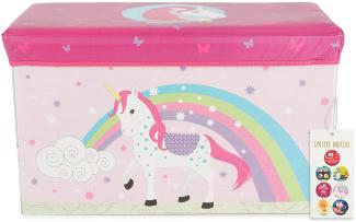 Große Spielzeug- und Staubox sowie Sitzbank fürs Kinderzimmer, Einhorn, 60 x 30 x 35 cm, von Bieco