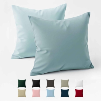 Kissenbezug 60x60 Baumwolle Renforcé (2er-Set) - Hellblau - Dicht gewebt mit 57 Fäden/cm² - Kissenhülle 60x60 cm - Oeko Tex Zertifiziert - Dreamzie