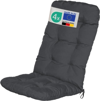 Beautissu 4er Set Hochlehner Auflage Flair HL 120 x 50 x 8 cm Graphitgrau