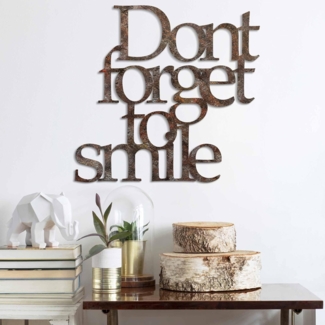 dekoratives Wandaccessoire aus Metall, 'Rusty Dont Forget For Smile', 70 x 0,15 x 67, Antiquität
