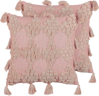 Kissen 2er Set Geometrisches Muster TORENIA Baumwolle 45 x 45 cm Rosa