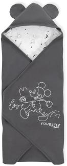 Babydecke Baby Einschlagdecke, Snuggle N Dream Mickey Mouse Anthracite, Hauck, mit Kapuze