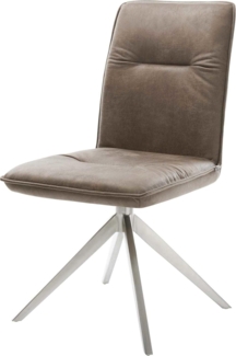 Drehstuhl Vinjo-Flex Mikrofaser Taupe Vintage Kreuzgestell breit Edelstahl 360° drehbar Wippfunktion