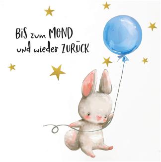 Little Deco 'Hase Blauer Ballon mit Spruch Bis zum Mond' Wandtattoo 54 x 29 cm