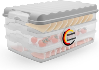 BigDean 3 Stück Aufschnittboxen für Kühlschrank Größe M – Aufbewahrung von Wurst, Käse u.v.m. – stapelbare Aufschnittdosen Made in Germany