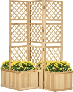 Outsunny Paravent Raumteiler mit 4 Blumenkasten, Raumtrenner für Balkon