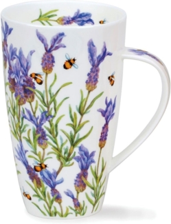 DUNOON Becher Henley Lavender 0,6 l Bone China Kaffeetasse Lavendelmotiv 600 ml l | Hochwertige Porzellantasse 600ml | H:15cm | Elegantes Blumendesign | Spülmaschinenfest | Perfektes Geschenk