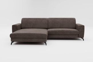 CAVADORE Ecksofa Bounce in Vintage-Leder-Optik / Eckcouch mit Schlaffunktion, Bettkasten + Kopfteilverstellung / 290x88-108x178 / Mikrofaser, Dunkelgrau