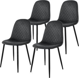 ML-DESIGN Stuhl Esszimmerstuhl mit Rückenlehne, Polsterstuhl mit Metallbeinen (4 St), Wohnzimmerstuhl ergonomisch Anthrazit mit Samtbezug Küchenstuhl