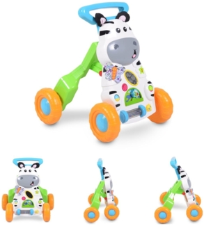 Moni Laufwagen kleines Zebra SL83007 klappbar Melodien Schiebegriff verstellbar blau