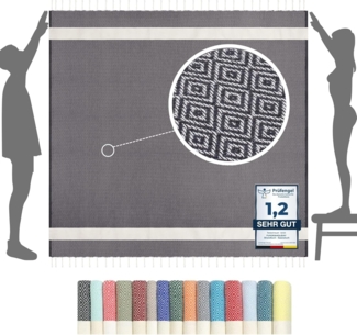 furora HOLIDAY Strandtuch XXL groß 200x200 cm Strand Tuch, aus Baumwolle, Stranddecke, Vielseitig, schöne Farben, hochwertige Verarbeitung