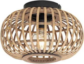Qazqa Deckenleuchte Amira, ohne Leuchtmittel, E27, Naturel, Orientalisch, Bamboo, 1-flammig