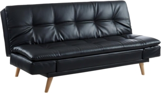Vente-unique - Schlafsofa Klappsofa 3-Sitzer - Kunstleder - Schwarz - ZARINA