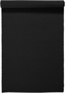 LINUM UNI Dekoratives Tischläufer für Esstisch 45x150 cm, 100% Gerippte Baumwolle, Maschinenwaschbar, Schwarz