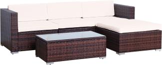 SVITA CALIFORNIA Polyrattan Lounge Rattan Set Sofa Garnitur Gartenmöbel braun