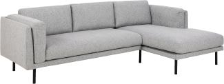 AC Design Furniture Leman 2,5 Sitzer mit Chaise Longue und 3 Kissen, Ecksofa mit Grauem Bouclé Bezug und Schwarzen Metallbeinen, B: 260 x H: 82 x T: 150 cm